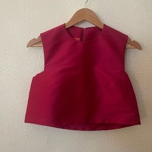 Monique Lhuillier x Goop Fuchsia Sleeveless Crop Blouse Size 2